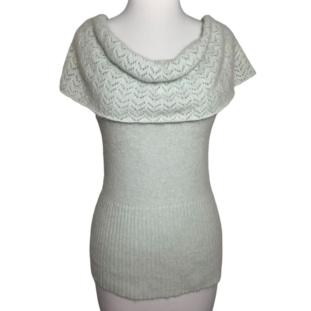 Rampage Women's Angora Blend Knit  Silver Sage Blouse Size L Knit Sleeveless